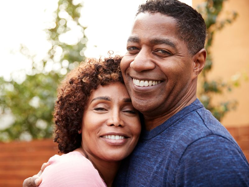 older couple embracing